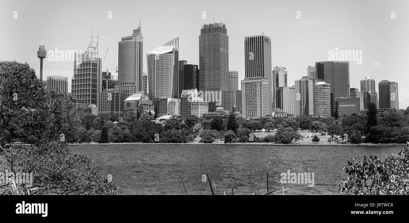 SYDNEY, AUSTRALIA - JANUARY 1, 2013: Panorama of downtown Sydney on January 1, 2013 in Australia Stock Photo