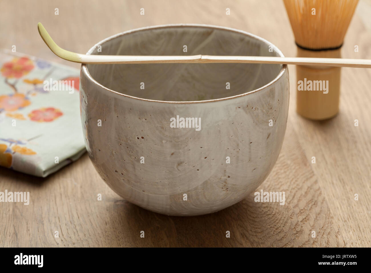 Accessories to prepare a bowl of Japanese matcha tea Stock Photo