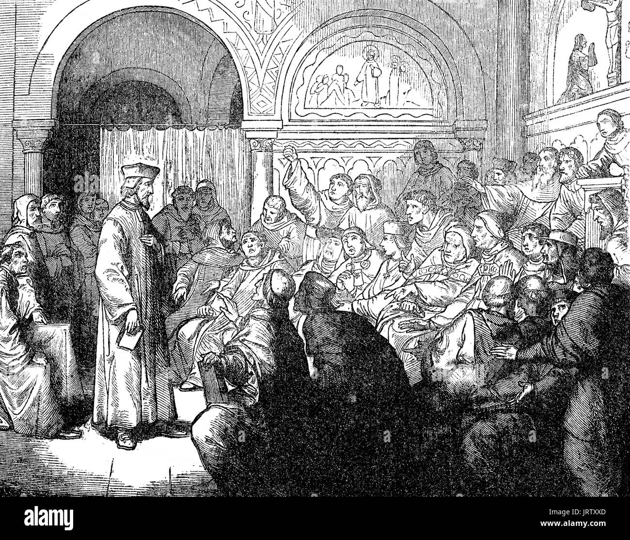 Jan Hus in Council of Constance, held from 1414 to 1418 Stock Photo