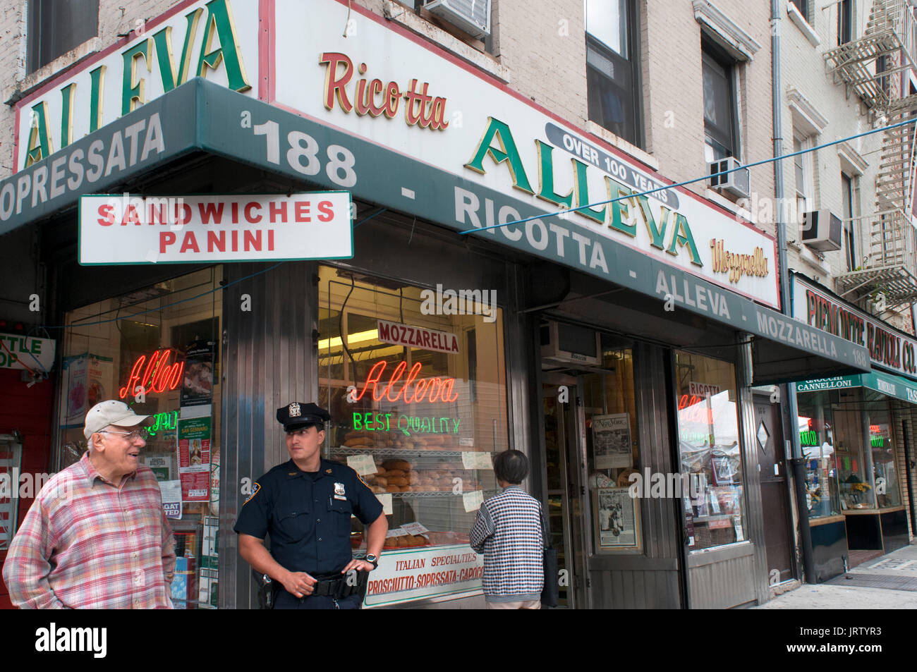 Alleva Italian deli and cheese store on Grand Street in Little Italy in New York City Stock Photo