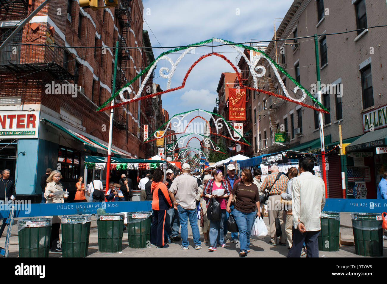 Festival of San Gennaro in Little Italy . The Mulberry Street between Broome St. and Canal St, Manhattan, USA. Stock Photo