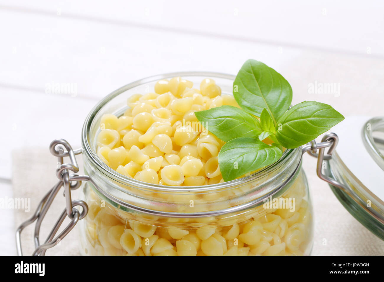 jar of small pasta shells - close up Stock Photo