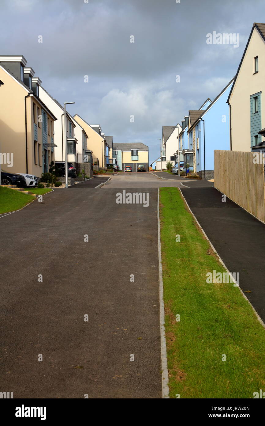 A nice new road full of new houses for sale or sold, these houses are a mere 8 minutes away on foot from the beaches of Ogmore by sea. Stock Photo