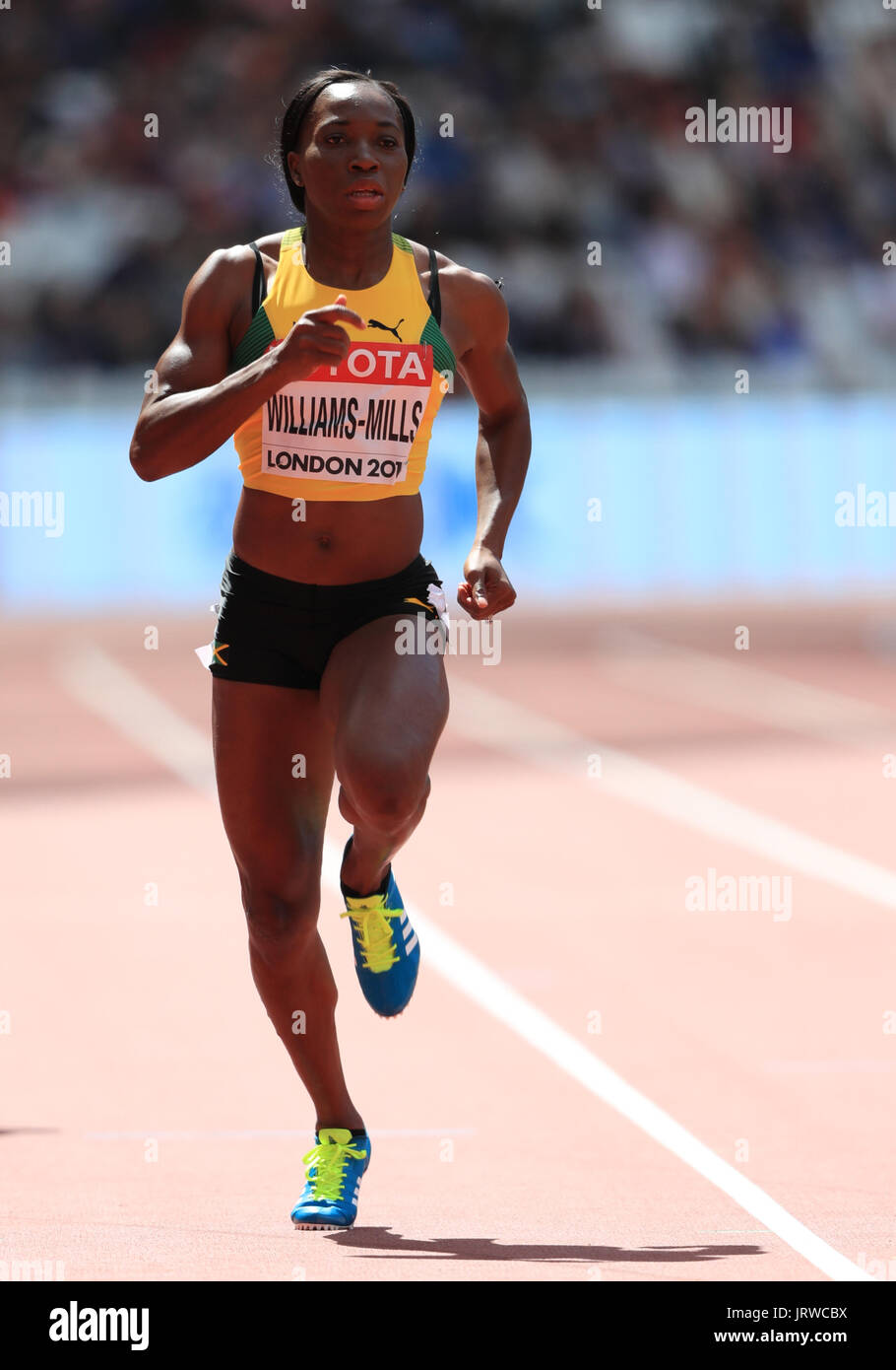 Jamaica's Novlene Williams-Mills during day three of the 2017 IAAF World Championships at the London Stadium. PRESS ASSOCIATION Photo. Picture date: Sunday August 6, 2017. See PA story ATHLETICS World. Photo credit should read: Adam Davy/PA Wire. Stock Photo