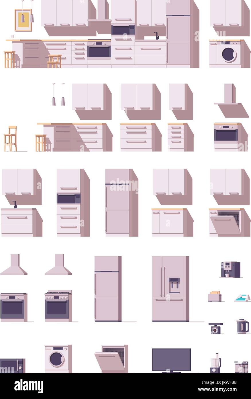 Premium Vector  Realistic set of purple kitchen appliances, pots