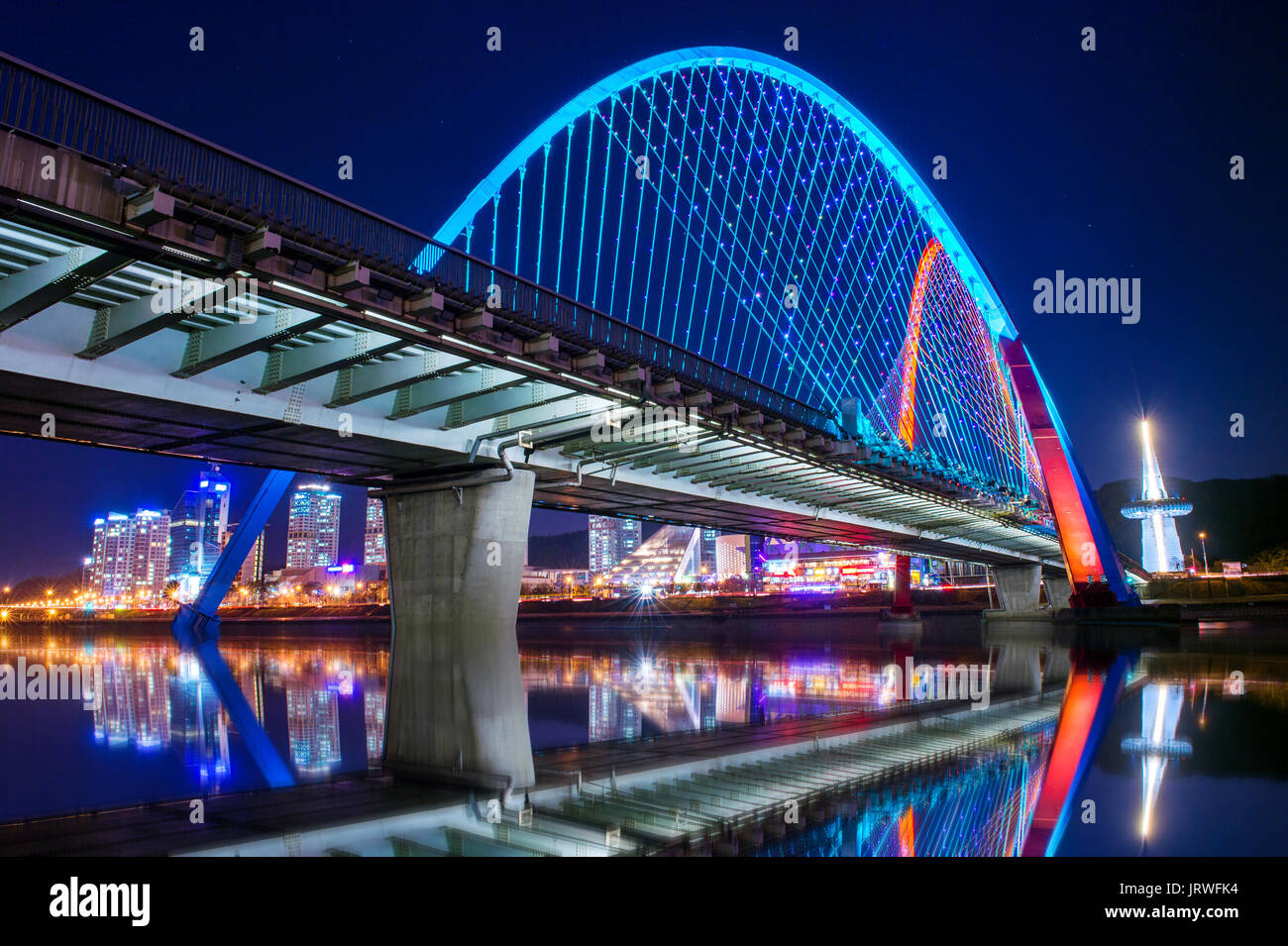 Expro bridge at night in daejeon,korea. Stock Photo