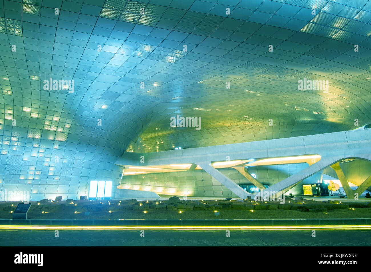 SEOUL, SOUTH KOREA - MARCH 15: Dongdaemun Design Plaza is a modern architecture in Seoul designed by Zaha Hadid.Photo taken March 15,2015 in Seoul, So Stock Photo