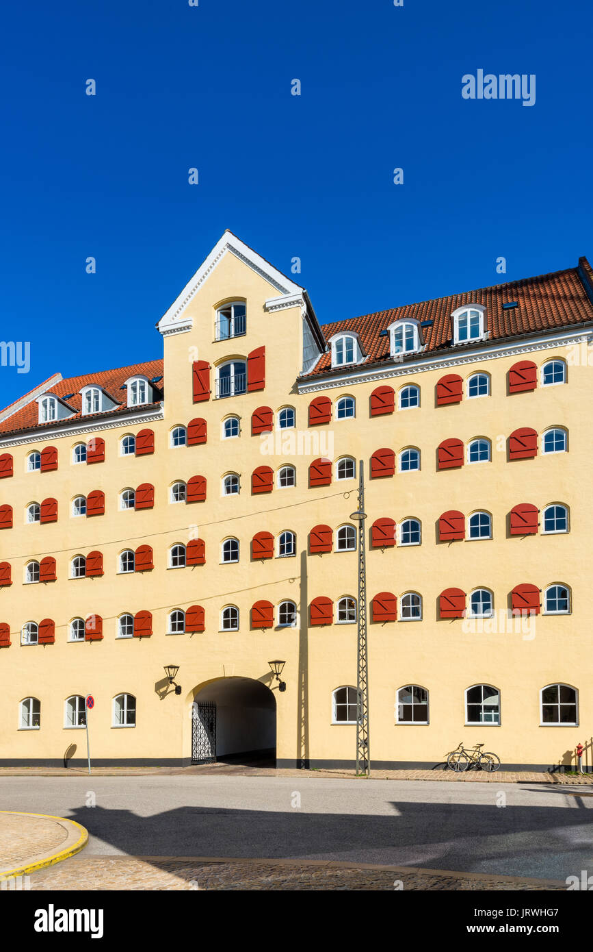 Warehouse-like Apartment Building in Downtown District of Copenhagen Denmark Stock Photo