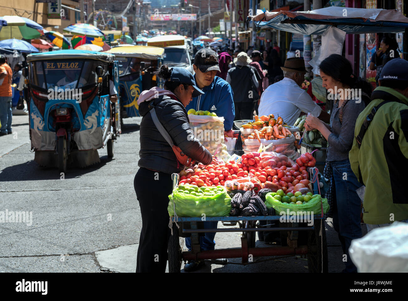Selling live animals for food in Huaraz, Peru Stock Photo Alamy