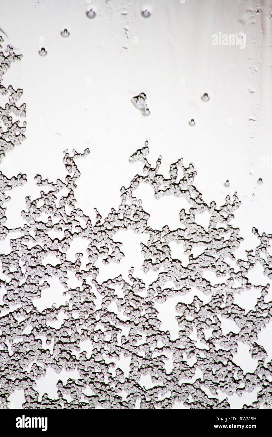 Ice crystals on a window creating an abstract pattern Stock Photo