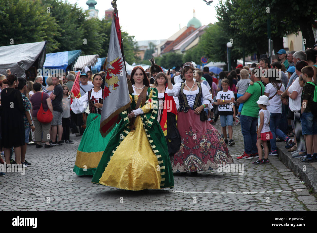 Historic procession at The European Folk and Crafts Festival, Kezmarok ...