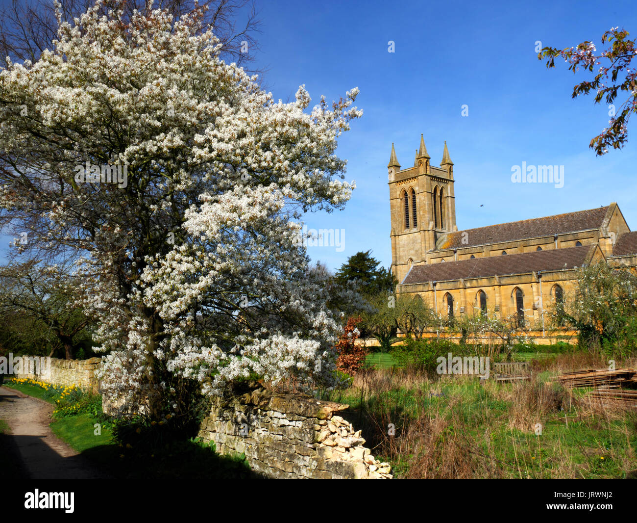 The C19 church of St Michael and All Angels at Broadway, Gloucestershire. Stock Photo