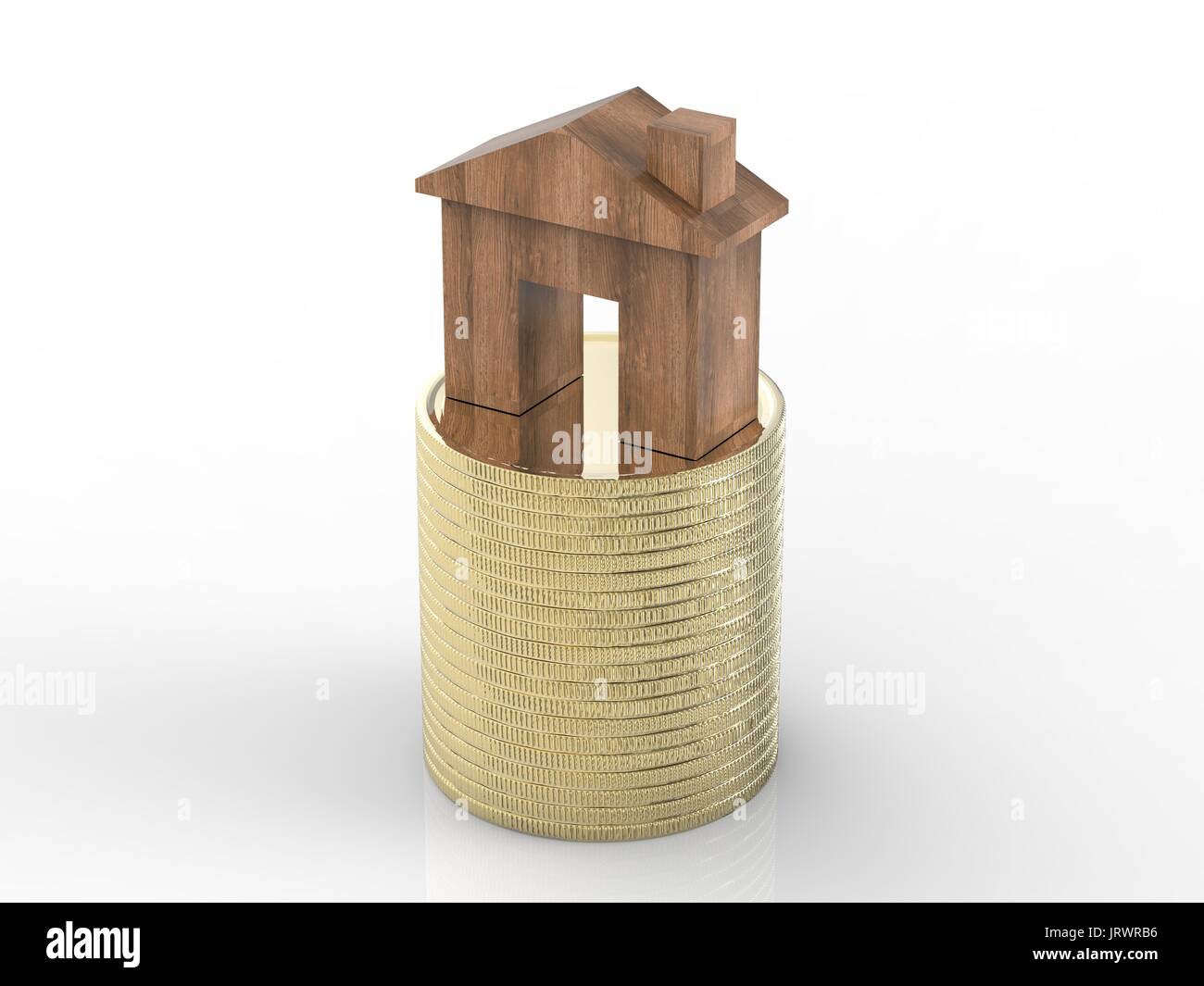 real estate investment concept with wooden mock up house on stack of ...