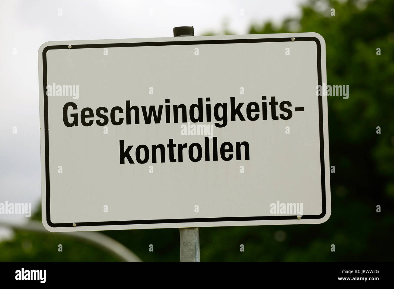 Traffic sign speed control, Norderstedt, Schleswig-Holstein, Germany Stock Photo