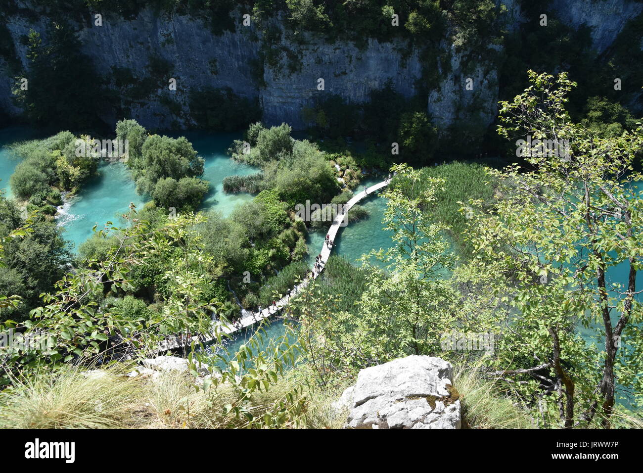 Famous viewpoint in Plitvice National Park, Croatia Stock Photo