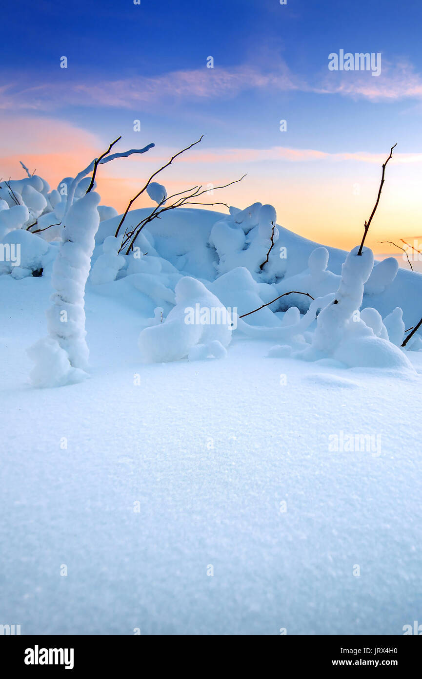 Sunrise on Deogyusan mountains covered with snow in winter,South Korea ...