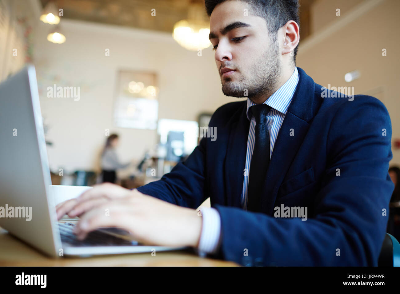 Concentrating on job search Stock Photo