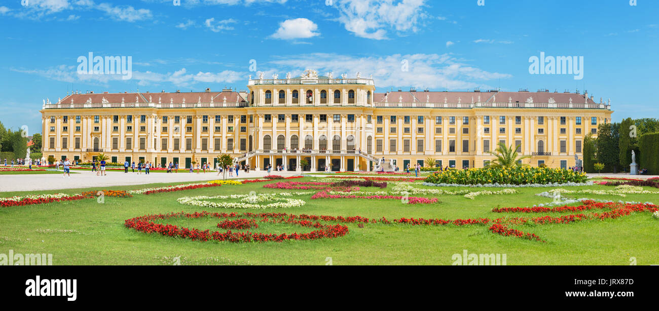 VIENNA, AUSTRIA - JULY 30, 2014: The Schonbrunn palace and gardens. Stock Photo
