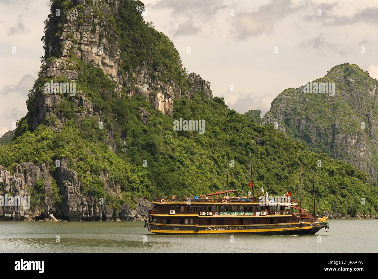 Chinese Junk, Halong Bay Tourist Boat Tour, Vietnam. Junk, boat sailing