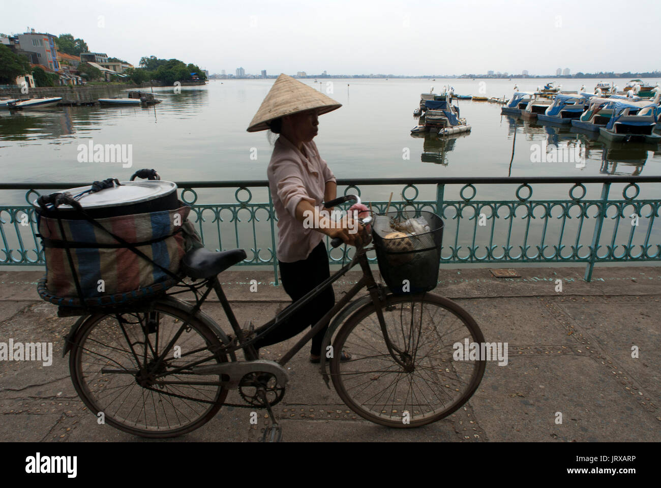 Vietnam, Hanoi, Ho Tay (West Lake), street seller in bicycle Stock Photo
