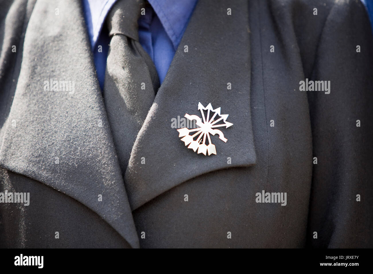 Clothes detail miltar of the period of the Spanish civil war, Falangist symbol Stock Photo