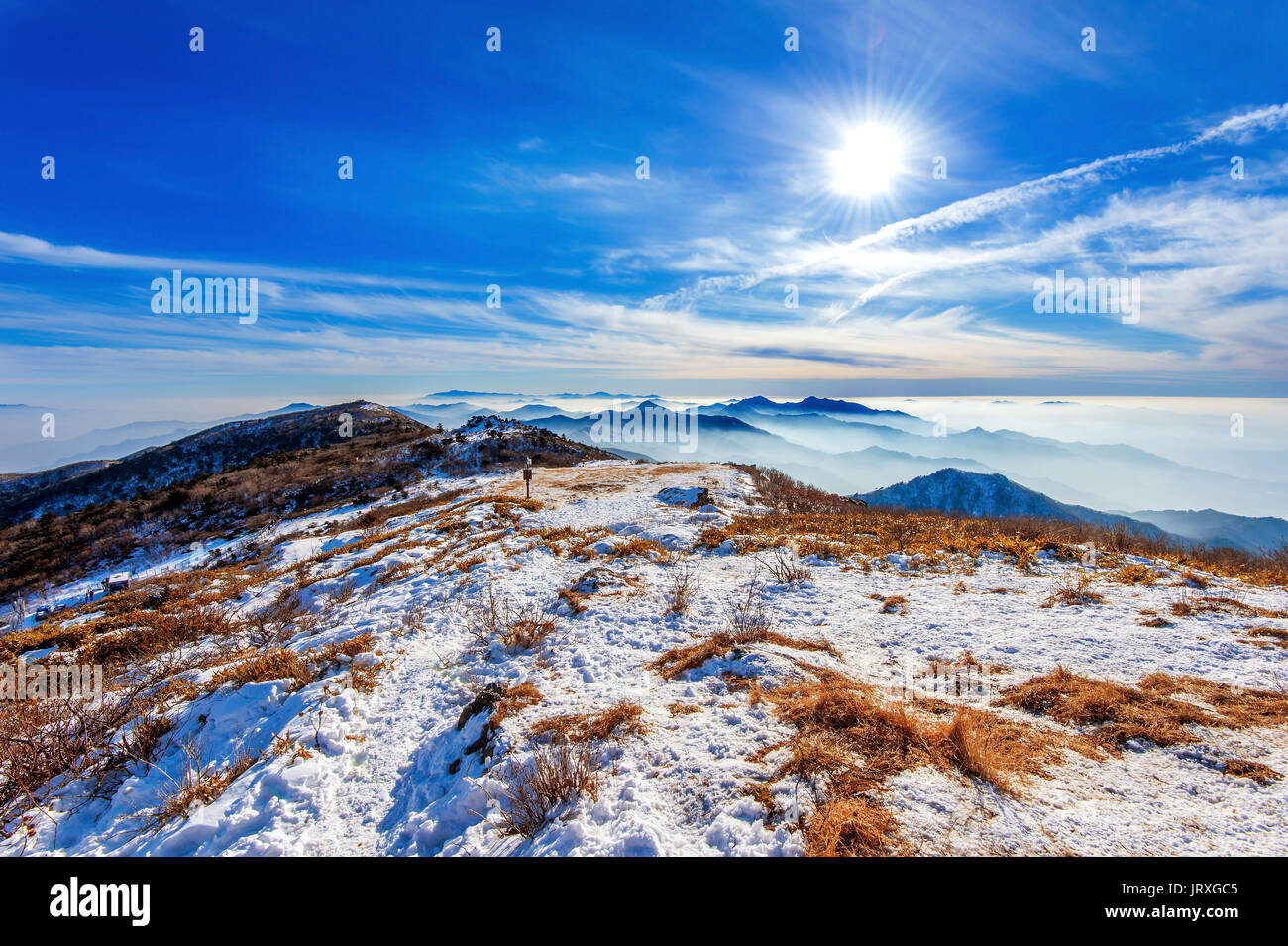 Peak of Deogyusan mountains in winter,South Korea. Stock Photo