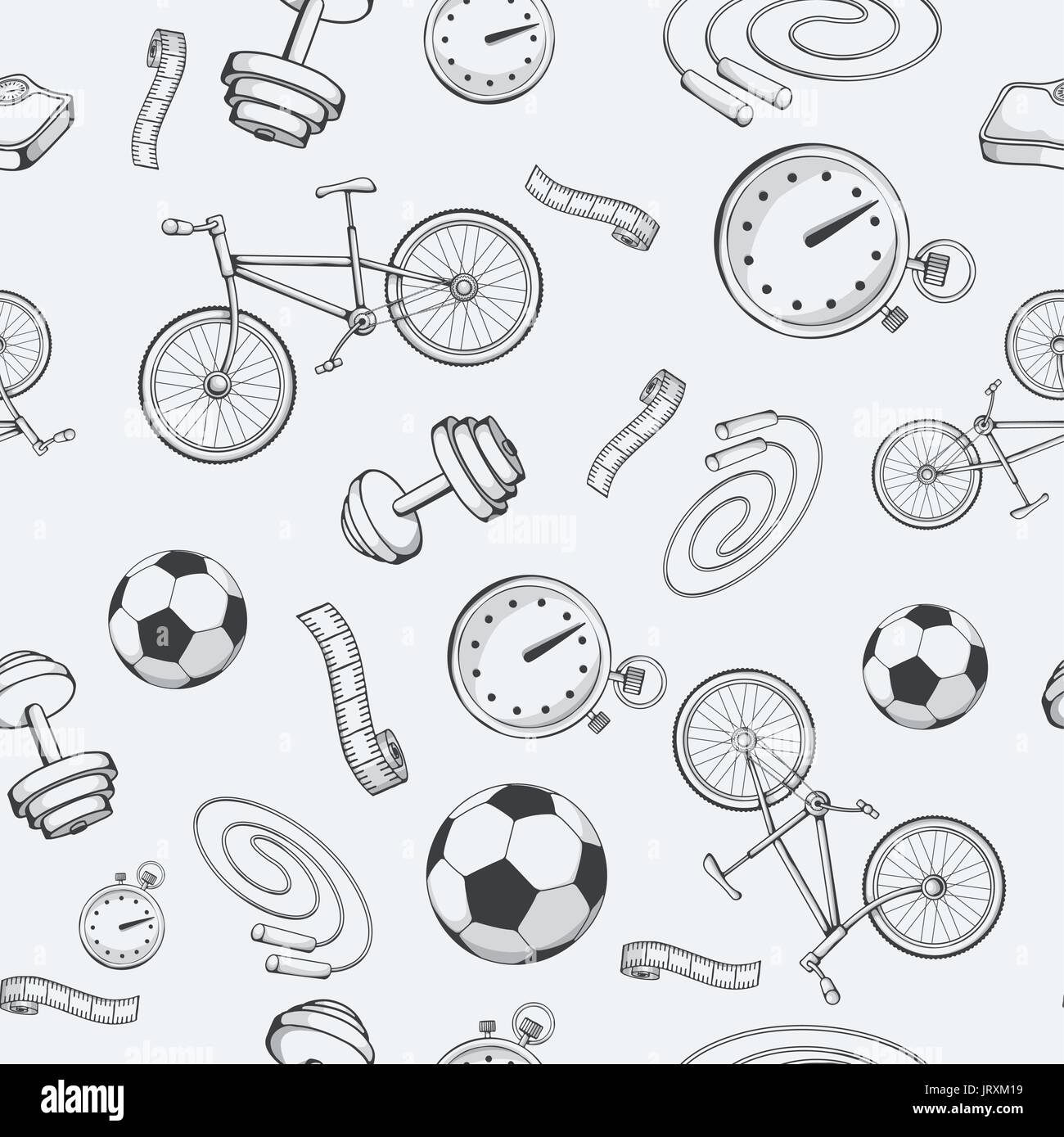 Seamless pattern with sports equipment. Vector illustration Stock ...