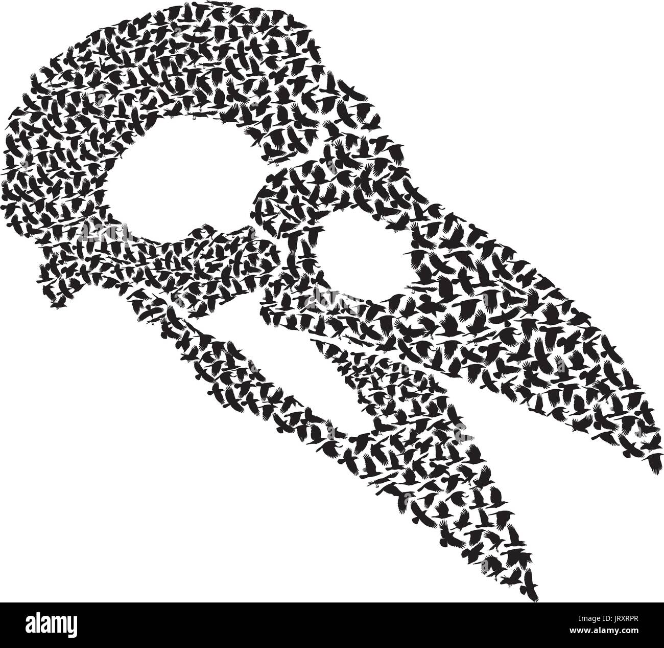 Skull with Crows Stock Vector