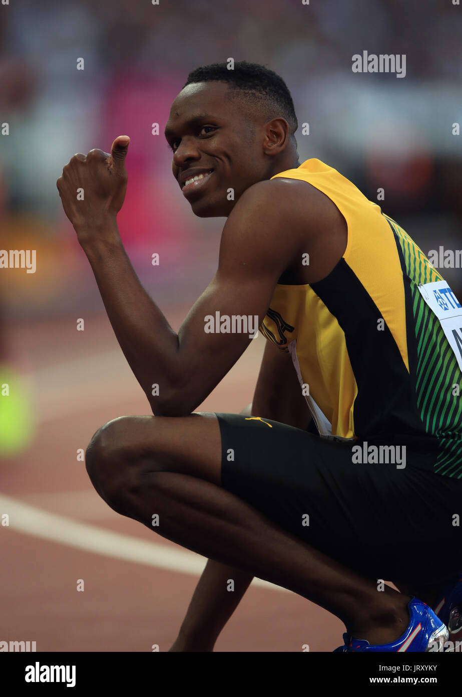 Jamaica's Nathon Allen before the men's 400m semifinal heat one during