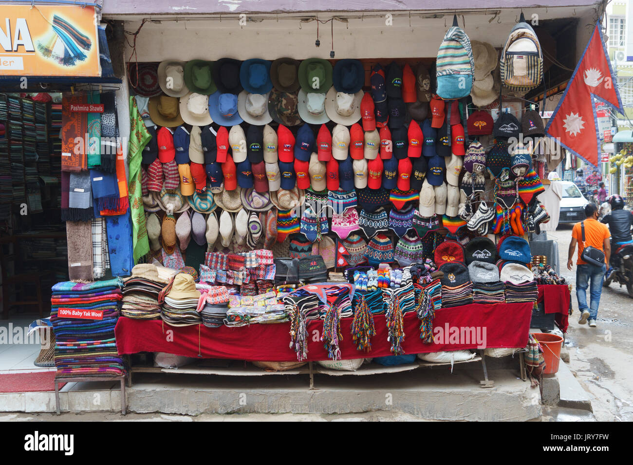 Hat shop, Khatmandu, Nepal. Stock Photo