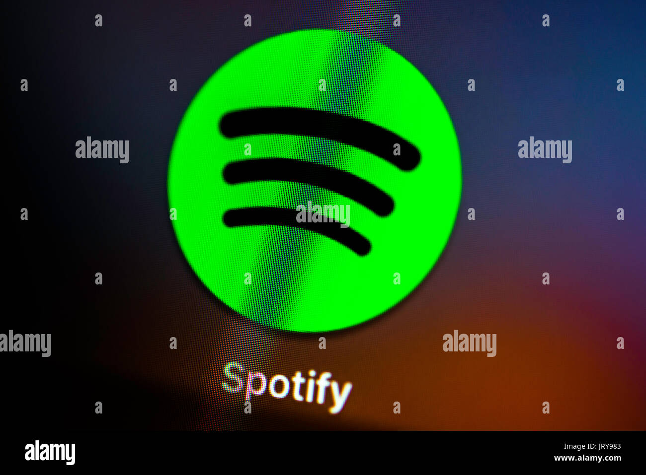 Icon, Logo, Spotify, Music Streaming Service, Music Streaming, Macro, Detail, full frame, screen shot Stock Photo