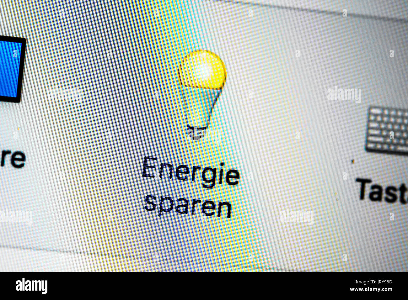 Energy saving, settings, Mac OS, macro shot, detail, full frame, screen shot Stock Photo
