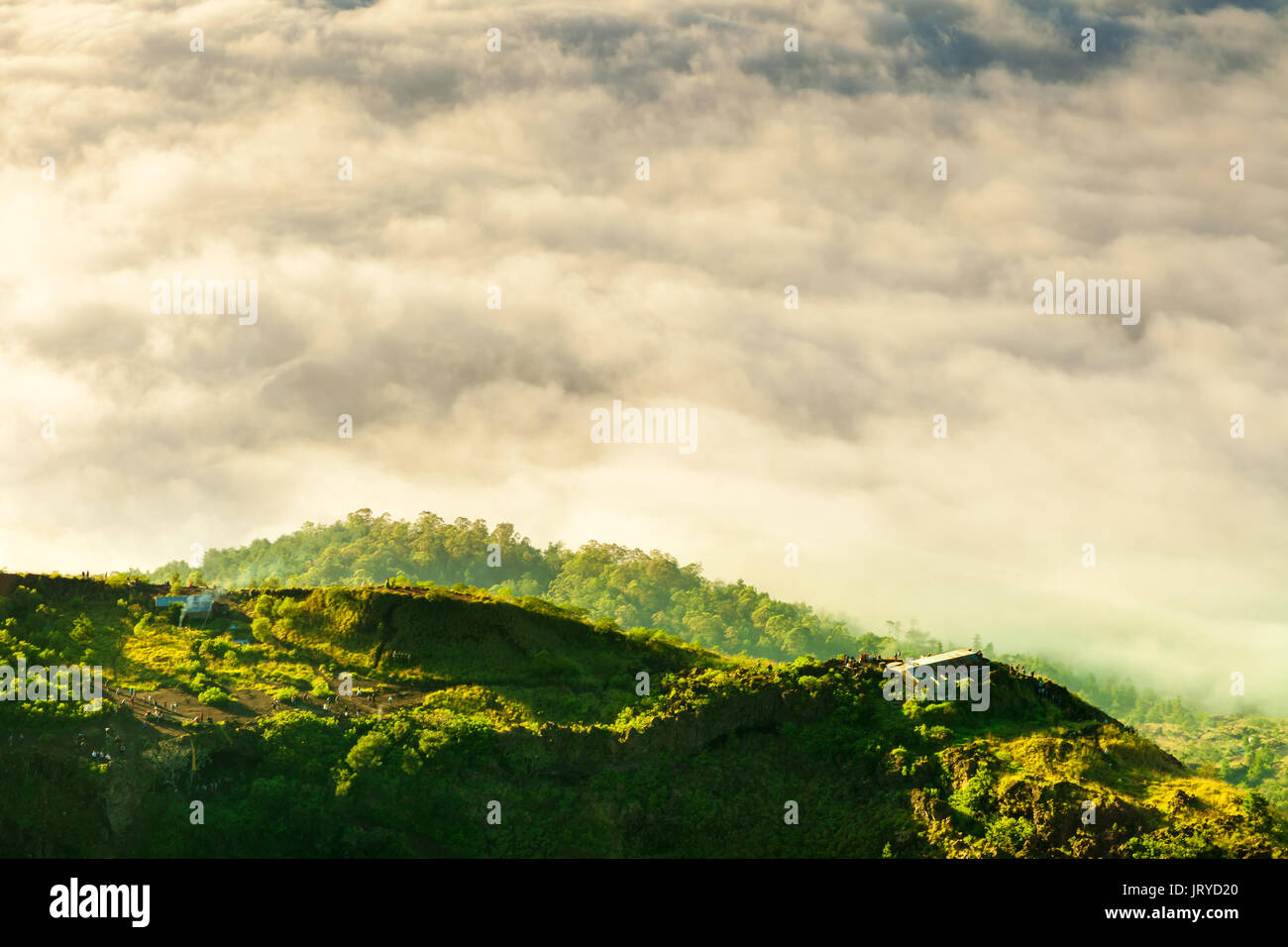 Beautiful sunrise from the top of Mount Batur - Bali, Indonesia Stock ...
