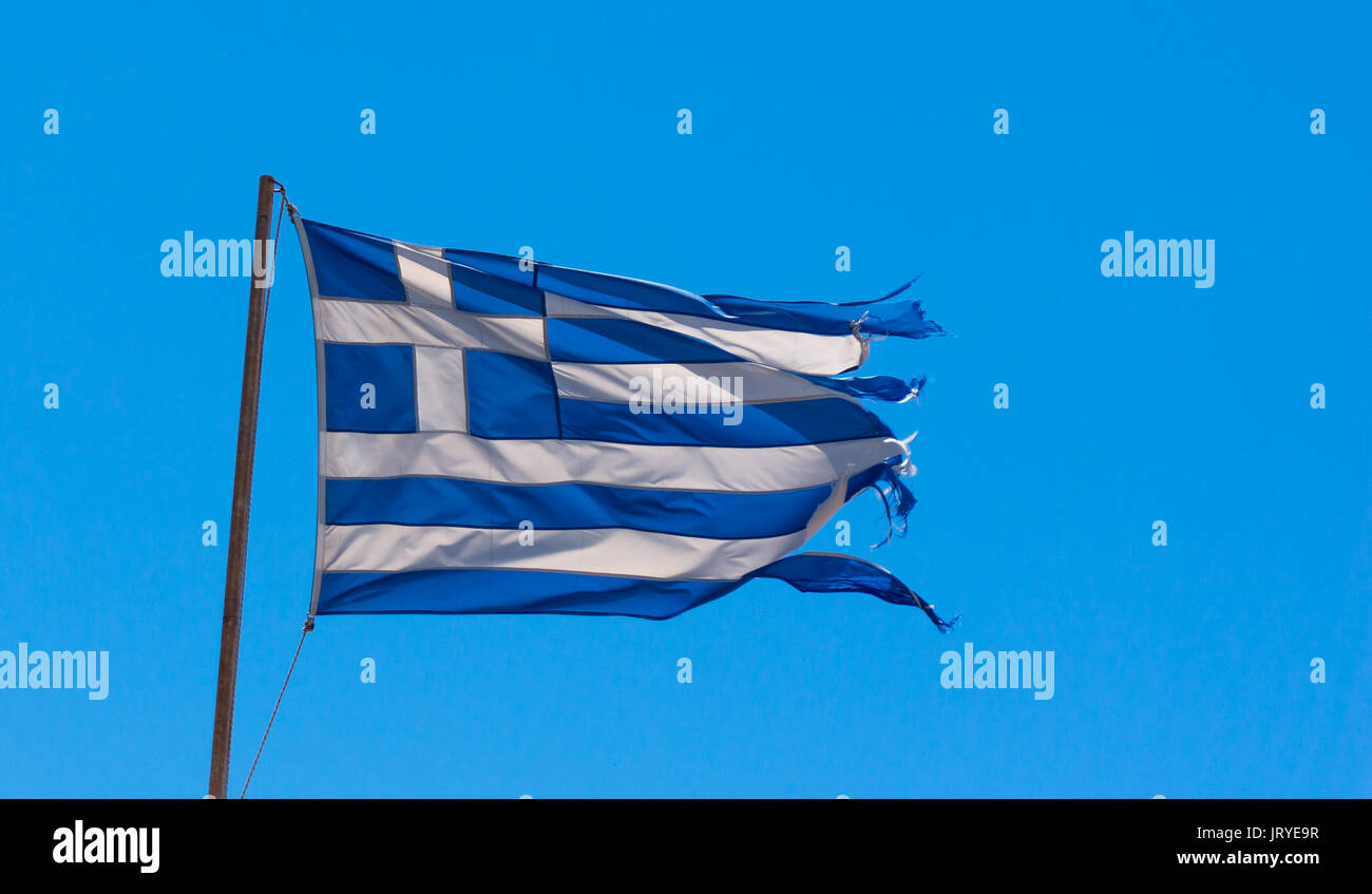 close up of a greek flag Stock Photo