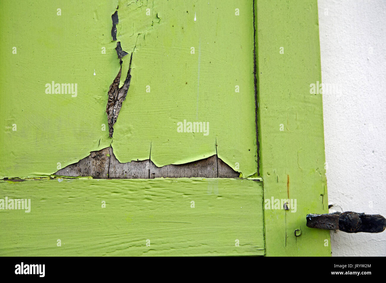 Lime green painted wooden panel texture background Stock Photo