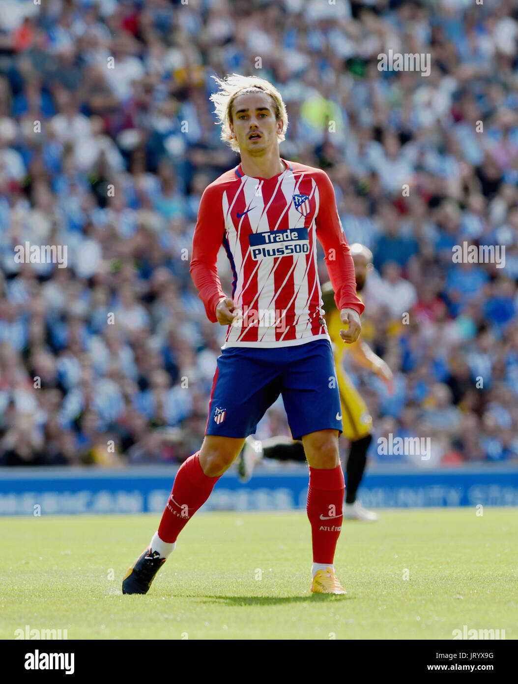 Antoine Griezmann of Atletico Madrid during the friendly match between  Brighton and Hove Albion and Atletico Madrid at the American Express  Community Stadium in Brighton and Hove. 06 Aug 2017 Stock Photo - Alamy