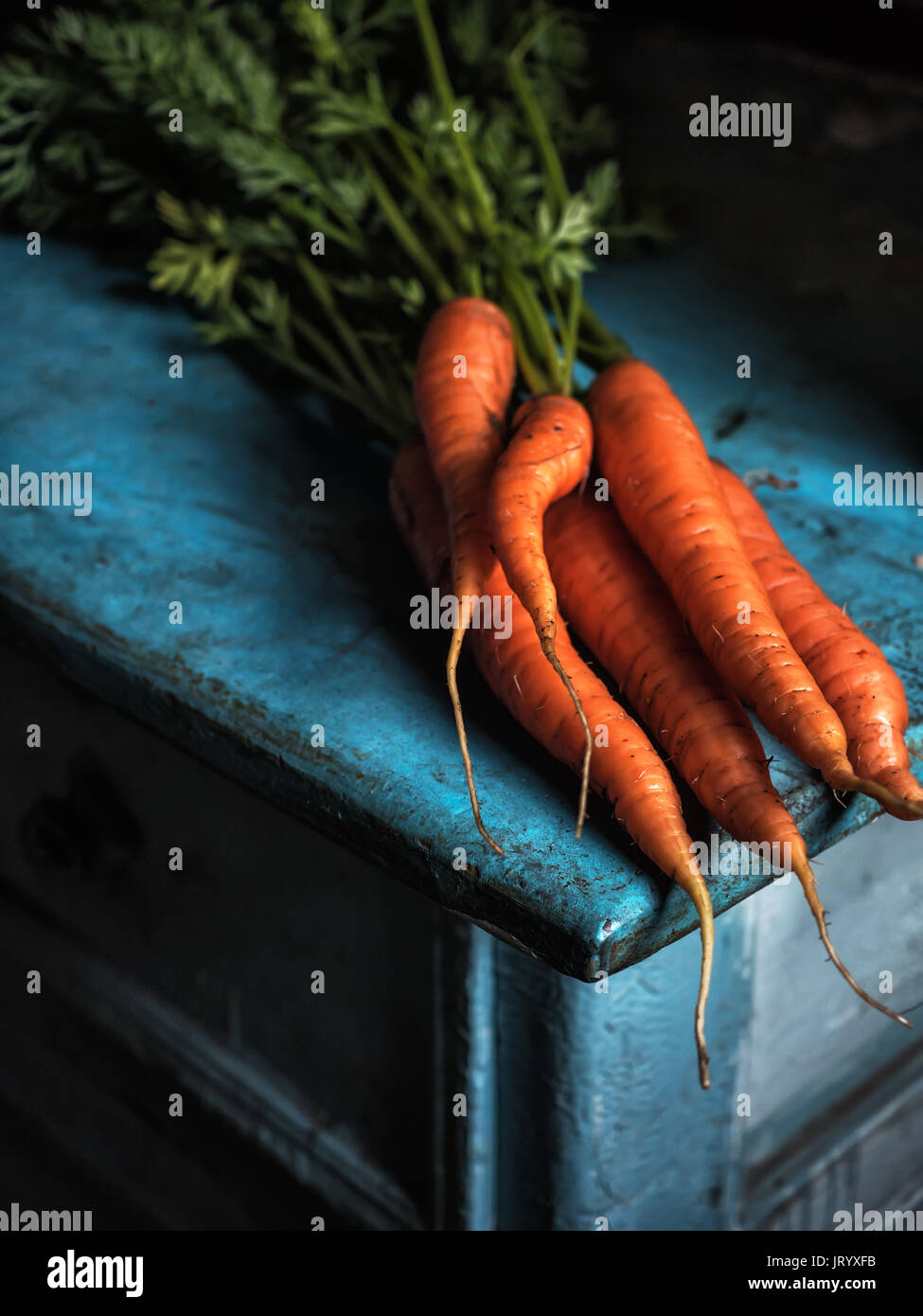 Carrots bunch freshness harvest carotene antioxidant vitamin for recipes Stock Photo