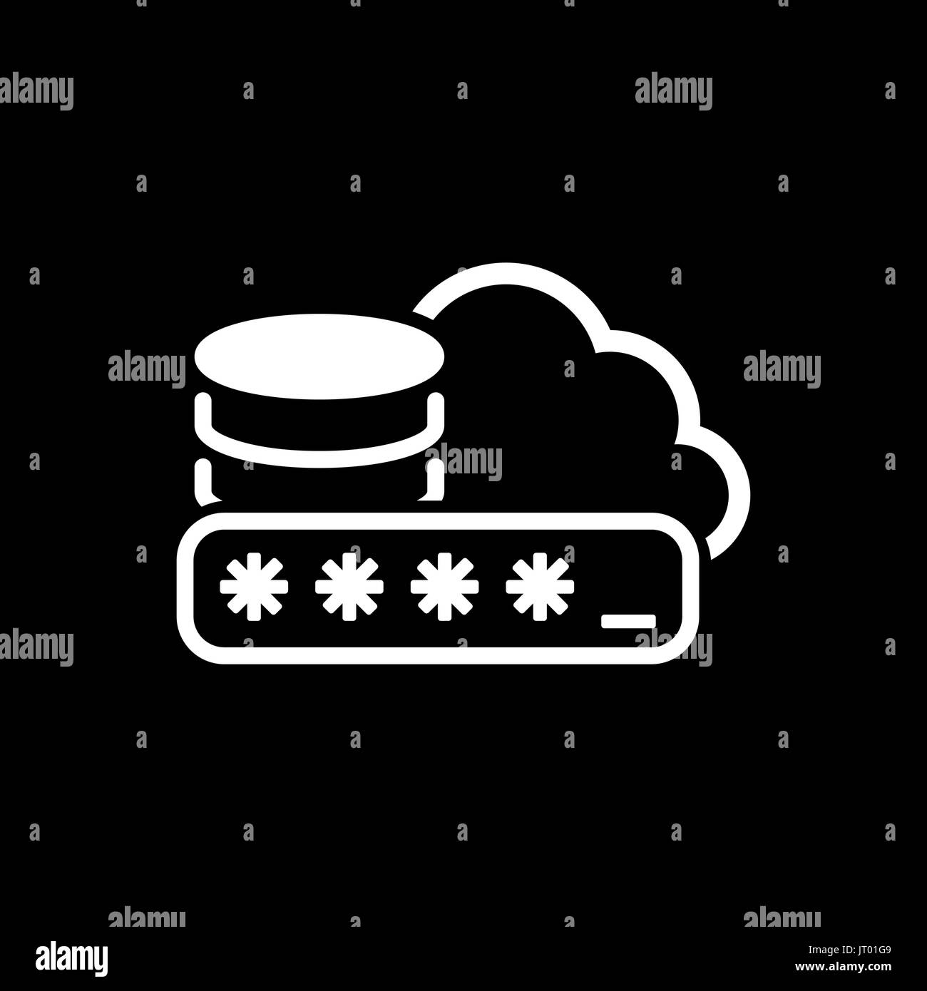 Secure Cloud Storage Icon. Flat Design. Stock Vector