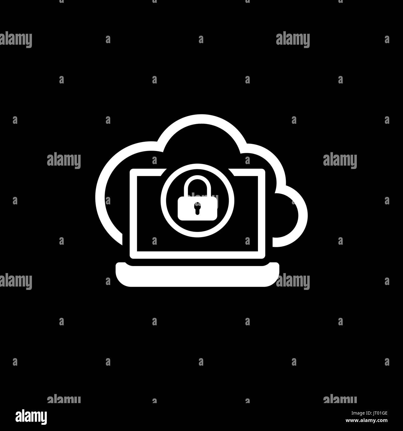 Secure Cloud Access Icon. Flat Design. Stock Vector