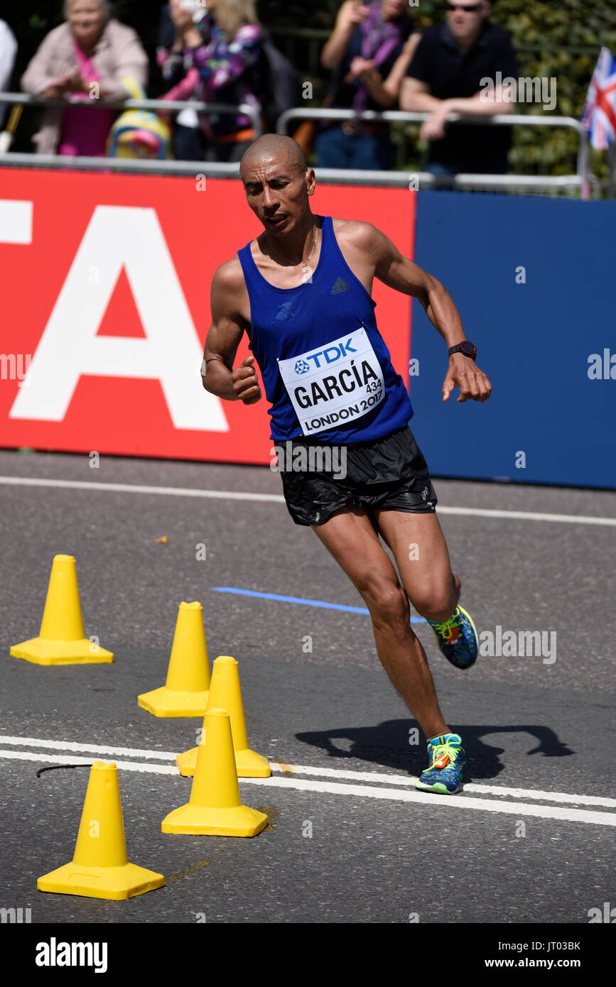 Jose Amado Garcia of Guatemala running in the IAAF World Championships 2017 Marathon race in London, UK Stock Photo