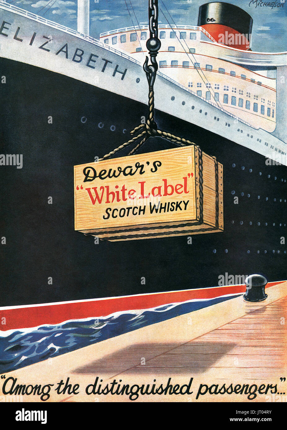 1947 British advertisement for Dewar's White Label Scotch Whisky. Stock Photo