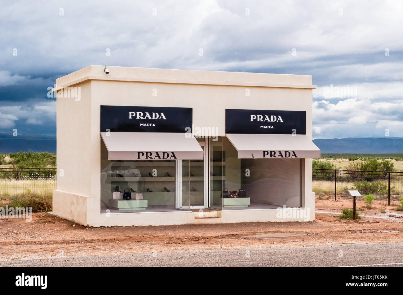 Prada store art installation on country road outside of Marfa, TX, USA Stock Photo