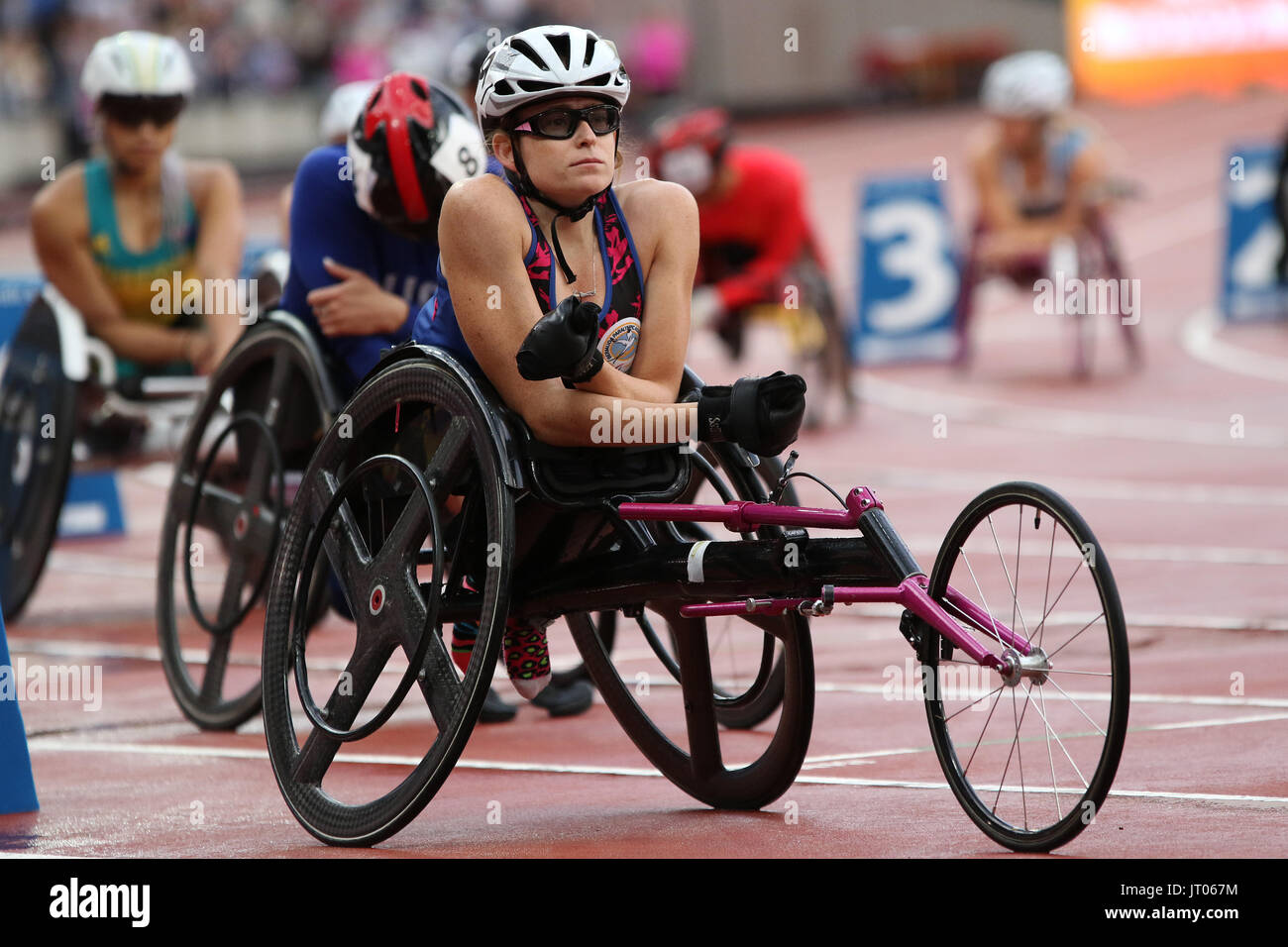 Jessica Cooper LEWIS of Bermuda in the Women's 800m T53 Final at the World Para Championships in London 2017 Stock Photo