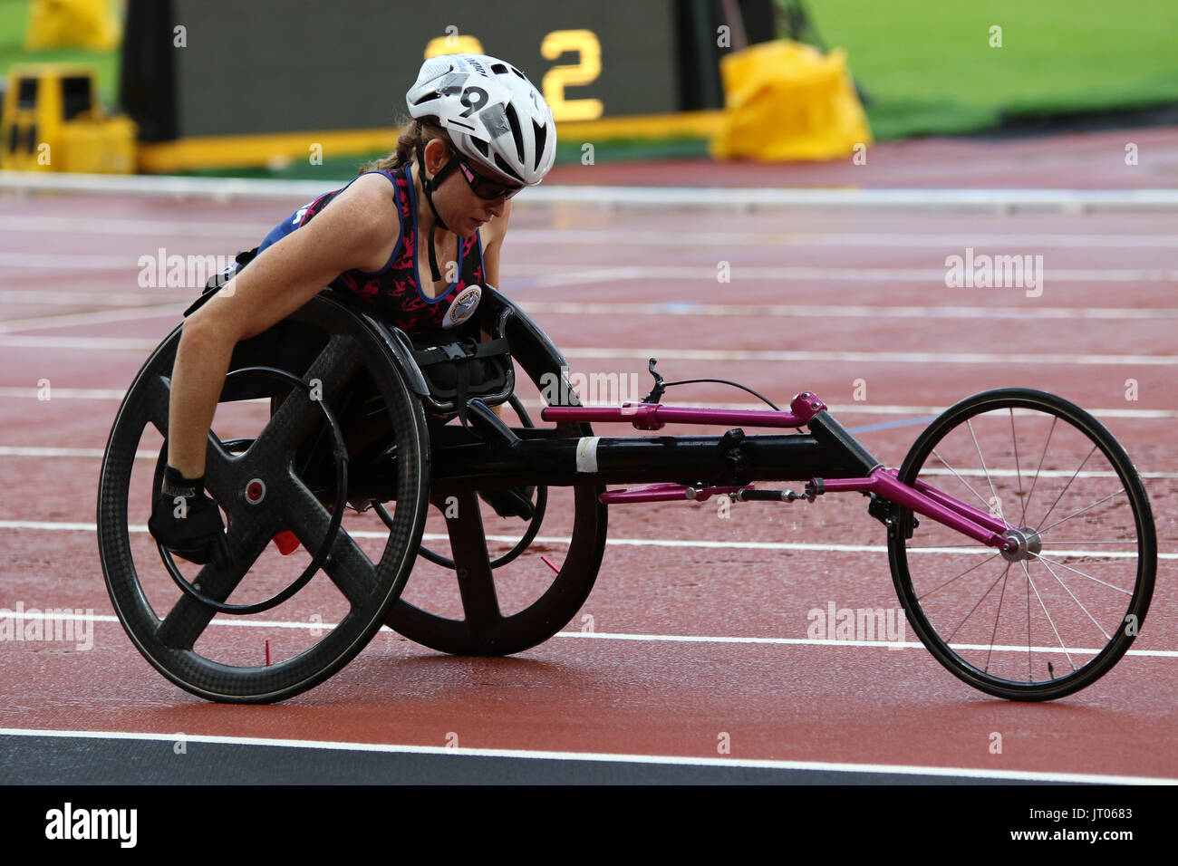 Jessica Cooper LEWIS of Bermuda in the Women's 800m T53 Final at the World Para Championships in London 2017 Stock Photo