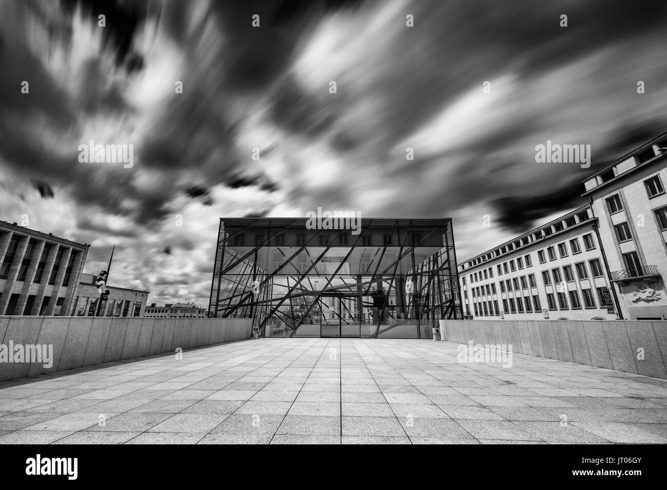 BRUSSELS - JUNE 25, 2017 - Modern building of Square Brussels Meeting Centre in the historical Kunstberg (Mont des Arts) area of Brussels, Belgium Stock Photo
