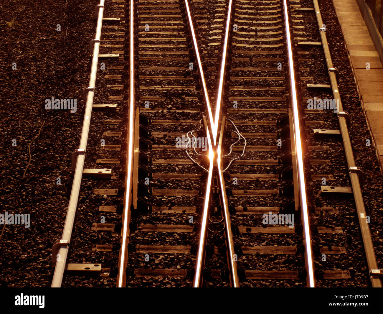 an image of metal rail road Stock Photo - Alamy