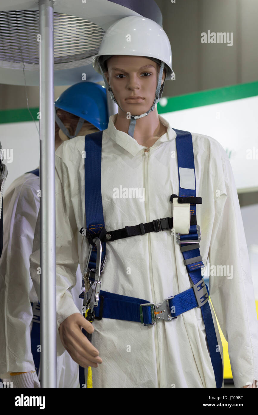 Man safety harness building site hires stock photography and images