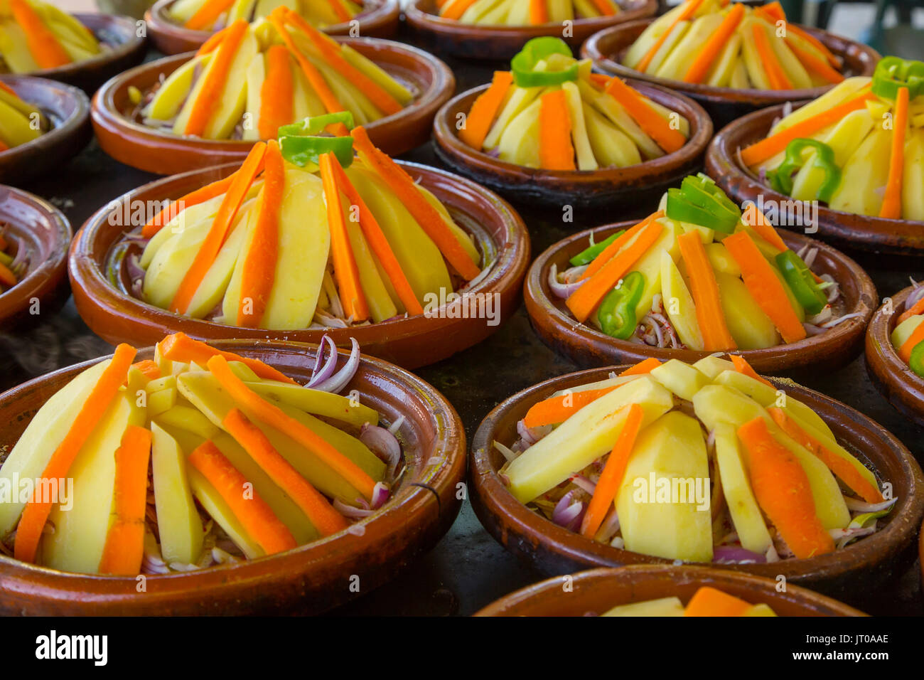 Cooking traditional Moroccan tajine dish, meat and vegetables. Morocco,  Maghreb North Africa Stock Photo - Alamy