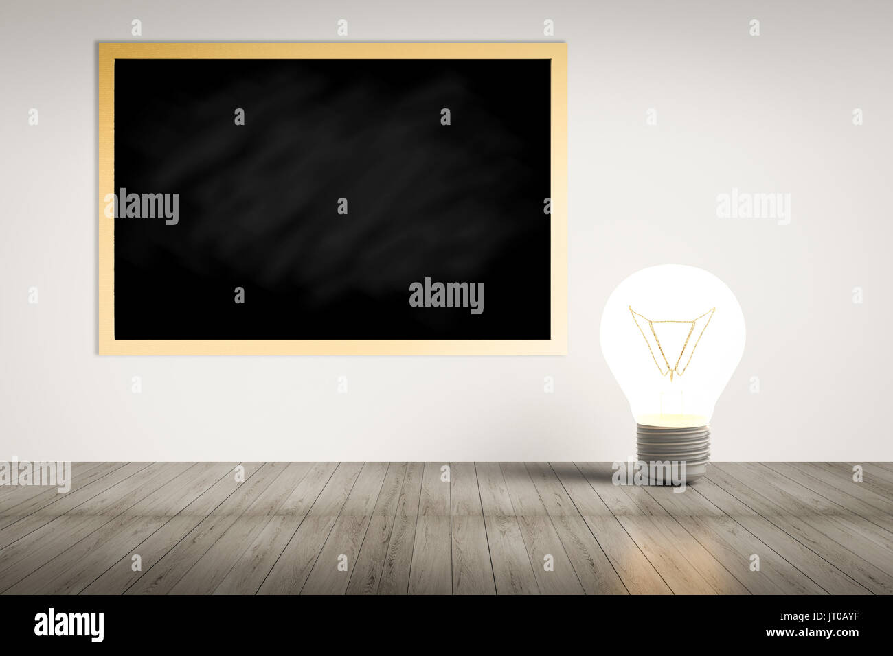 blank blackboard or empty blackboard with lightbulb Stock Photo