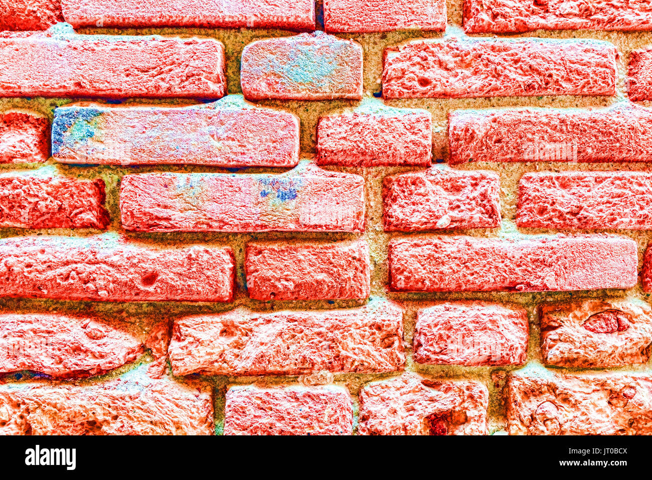 Texture of a brick wall made from an old red bricks. Picture taken in